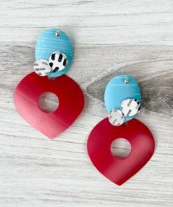 Pattern Gems Pattern Gems Large Teardrop Earrings, Aqua/Pink