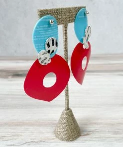 Pattern Gems Pattern Gems Large Teardrop Earrings, Aqua/Pink 8 Pattern Gems Pattern Gems Large Teardrop Earrings, Aqua/Pink