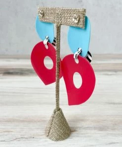 Pattern Gems Pattern Gems Large Teardrop Earrings, Aqua/Pink 9 Pattern Gems Pattern Gems Large Teardrop Earrings, Aqua/Pink