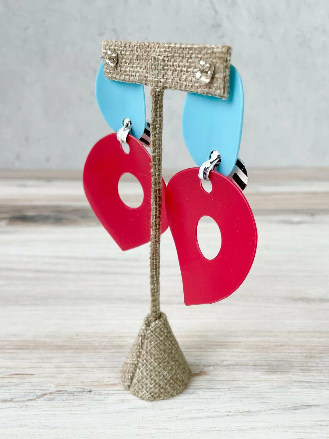 Pattern Gems Pattern Gems Large Teardrop Earrings, Aqua/Pink 6 Pattern Gems Pattern Gems Large Teardrop Earrings, Aqua/Pink