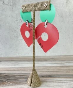 Pattern Gems Large Teardrop Earrings, Mint/Peach 7 Pattern Gems Large Teardrop Earrings, Mint/Peach