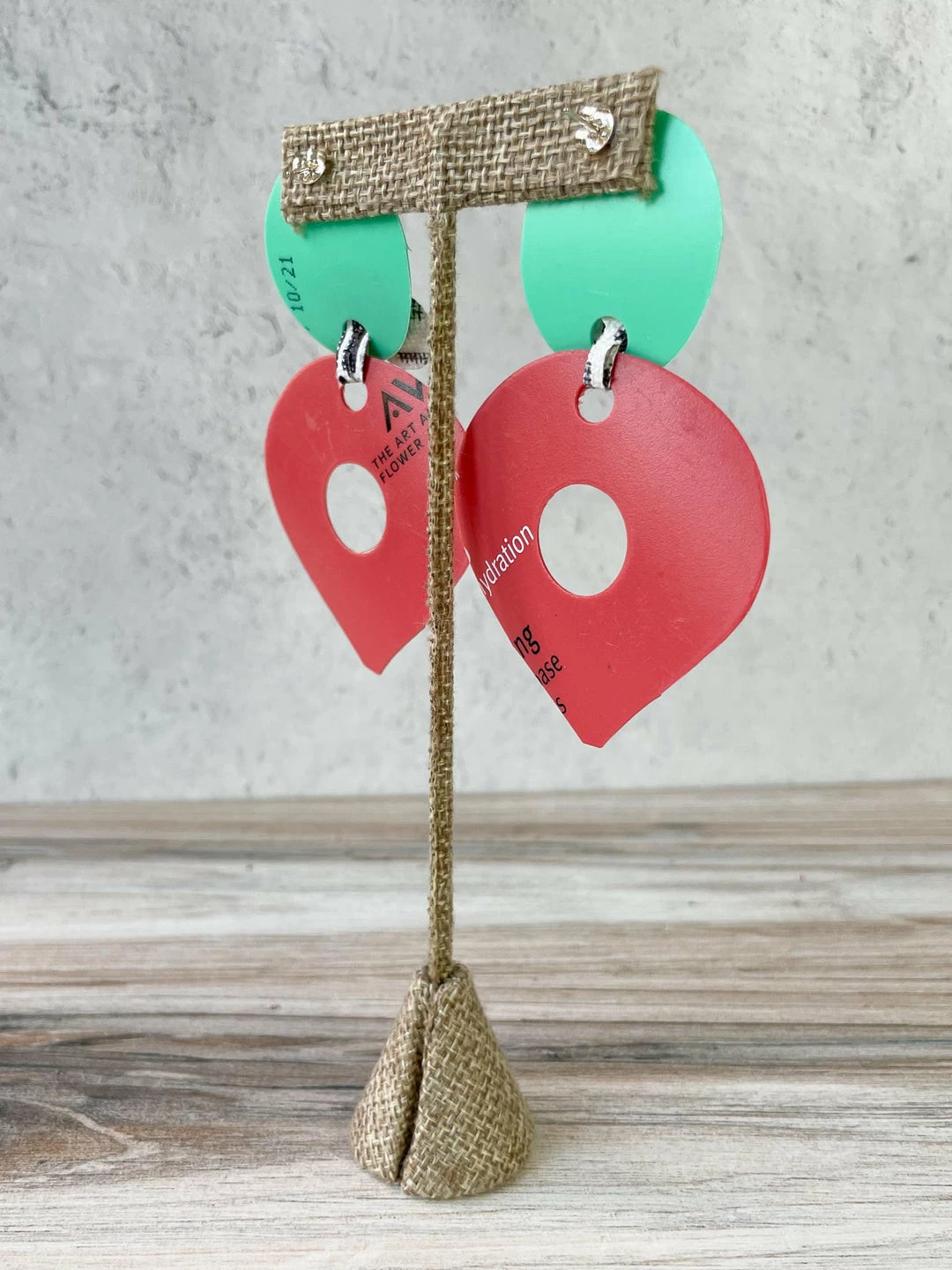 Pattern Gems Large Teardrop Earrings, Mint/Peach 5 Pattern Gems Large Teardrop Earrings, Mint/Peach