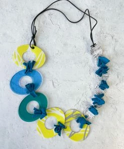 Pattern Gems Pattern Gems Music Necklace, Clear Blue/Yellow