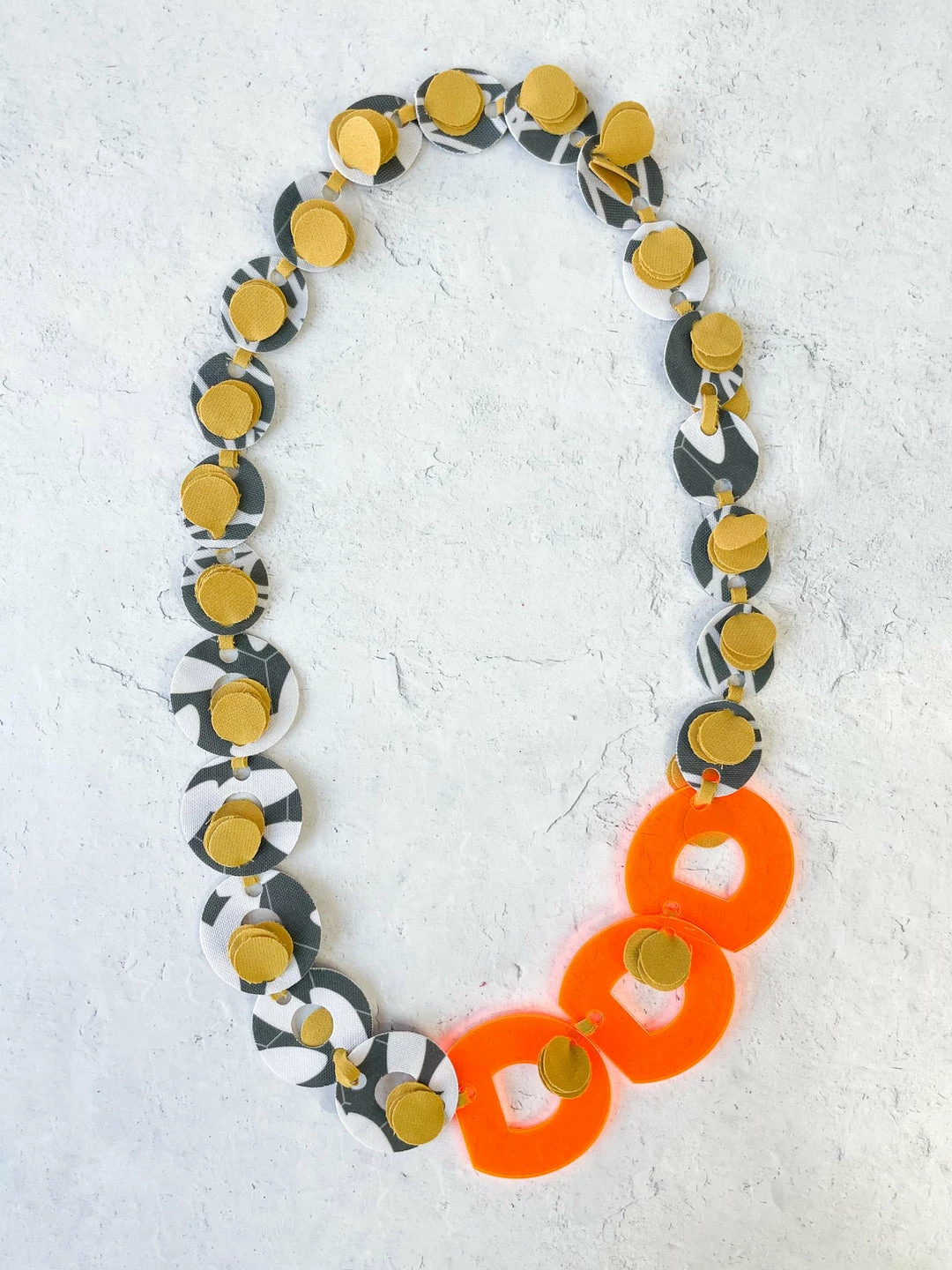 Pattern Gems Rhythm Necklace, Neon Orange/Grey Pattern Gems 3 Pattern Gems Rhythm Necklace, Neon Orange/Grey Pattern Gems