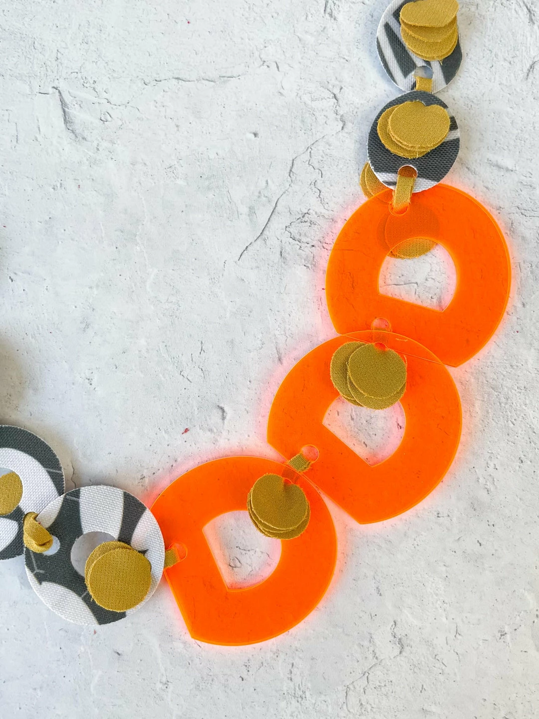 Pattern Gems Rhythm Necklace, Neon Orange/Grey Pattern Gems 4 Pattern Gems Rhythm Necklace, Neon Orange/Grey Pattern Gems