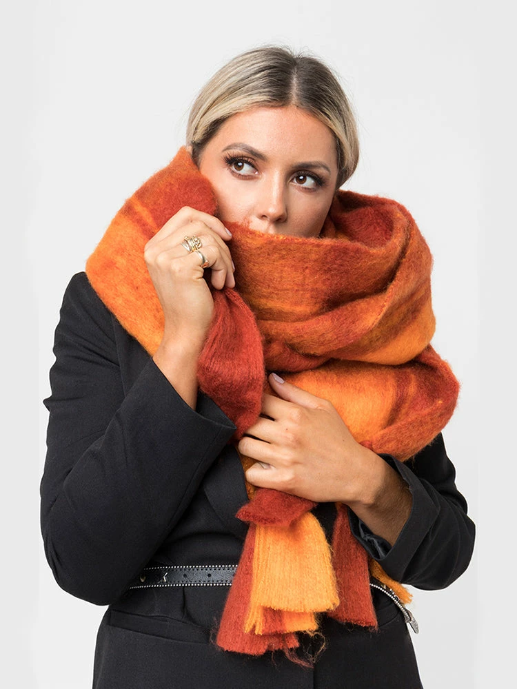 Pia Rossini Zabella Scarf, Orange/Red 4 Pia Rossini Zabella Scarf, Orange/Red