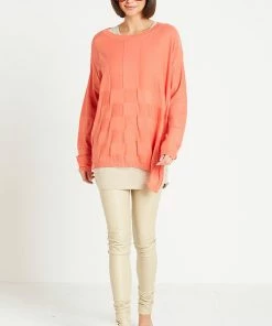 Planet Nu Box Weave Sweater, Peachy Planet 9 Planet Nu Box Weave Sweater, Peachy Planet