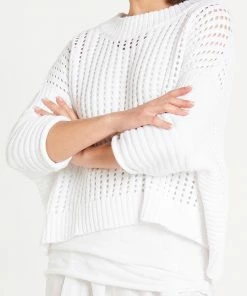 Planet Planet Crop Fisherman Sweater, White 9 Planet Planet Crop Fisherman Sweater, White