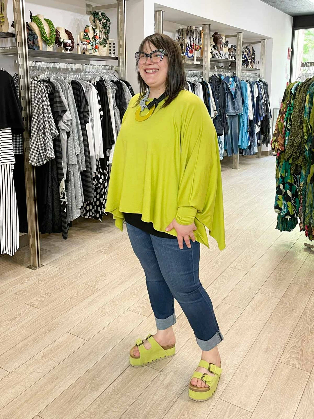 Pure Essence Oversized Poncho Top, Kiwi