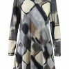 Q'Neel Q'Neel Printed Round Neck Tunic, Grey/Multi