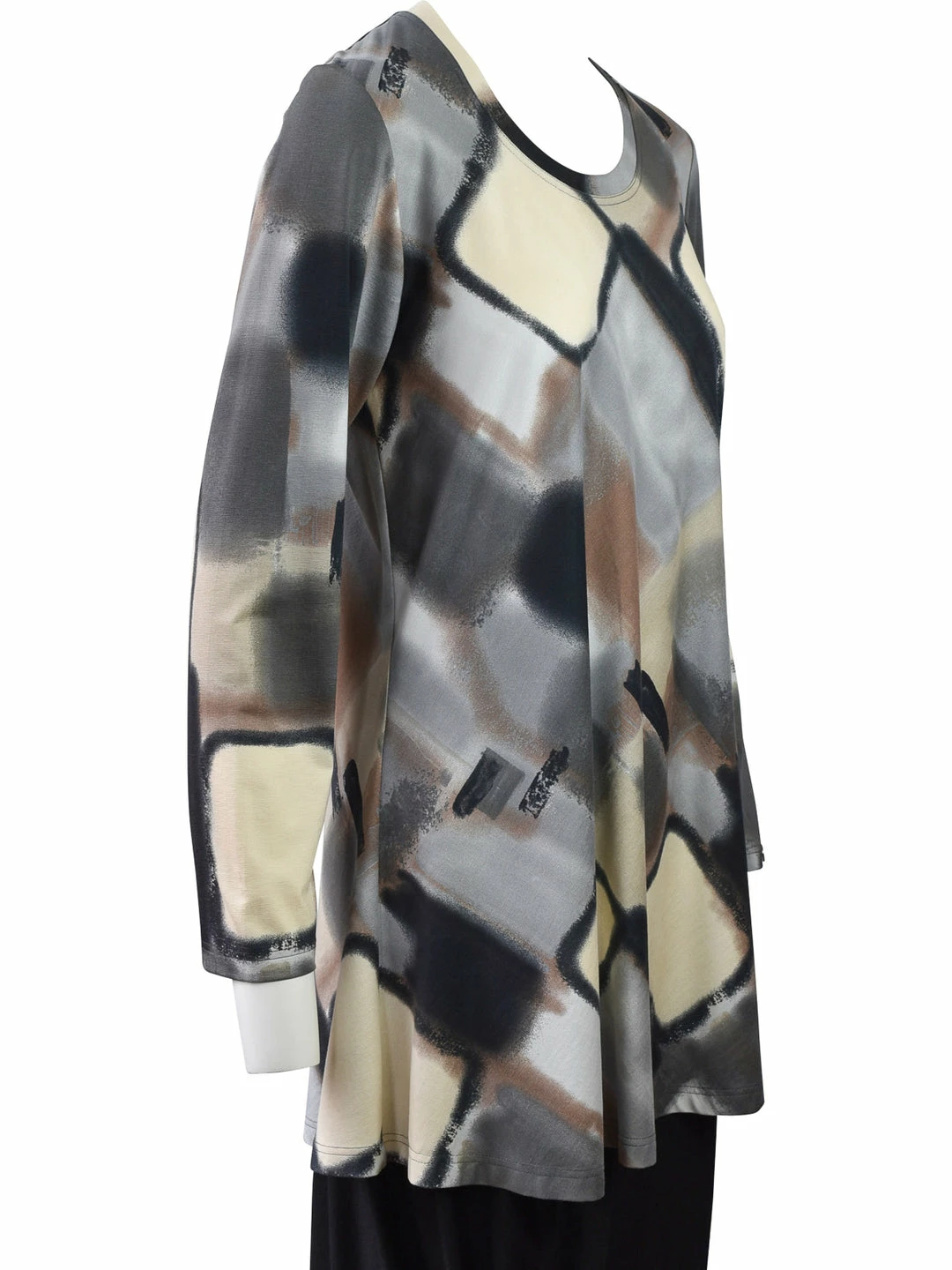 Q'Neel Q'Neel Printed Round Neck Tunic, Grey/Multi 4 Q'Neel Q'Neel Printed Round Neck Tunic, Grey/Multi
