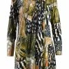 Q'Neel Printed V Neck Tunic, Olive Multi