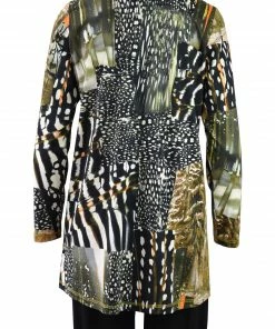 Q'Neel Printed V Neck Tunic, Olive Multi