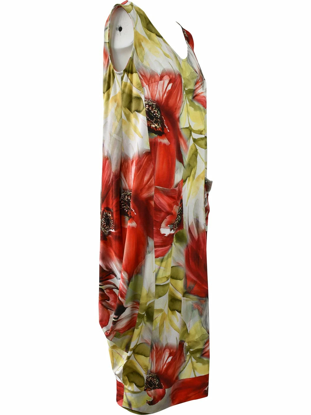 Q'Neel Sleeveless Floral V-Neck Pocket Dress, Red Multi Q'Neel
