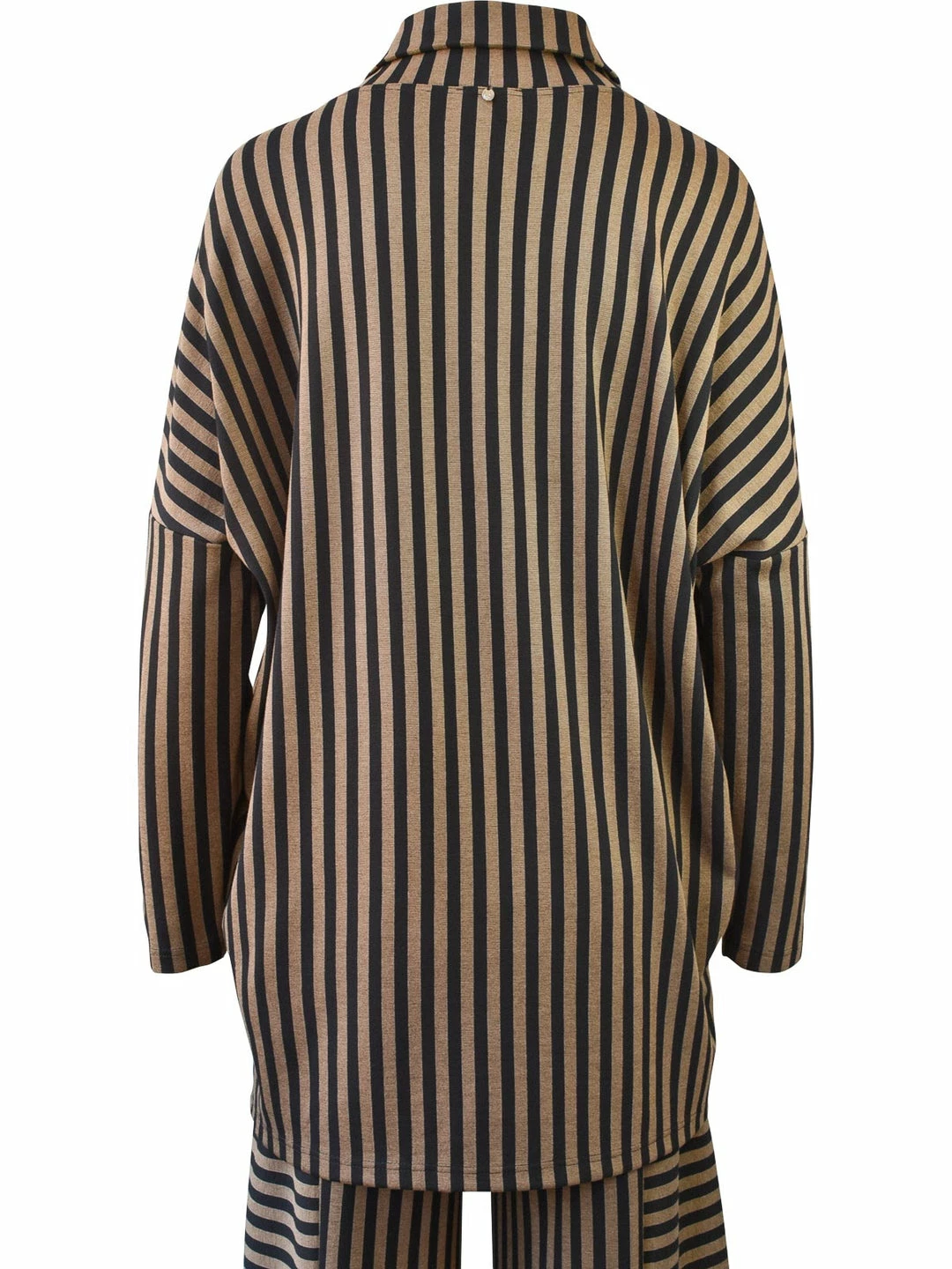 Q'Neel Q'Neel Striped Cowl Pocket Top, Black/Taupe 5 Q'Neel Q'Neel Striped Cowl Pocket Top, Black/Taupe