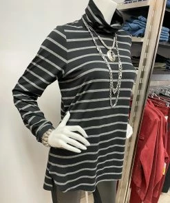 Q'Neel Striped Turtle Neck Tunic, Black/Grey Q'Neel 11 Q'Neel Striped Turtle Neck Tunic, Black/Grey Q'Neel