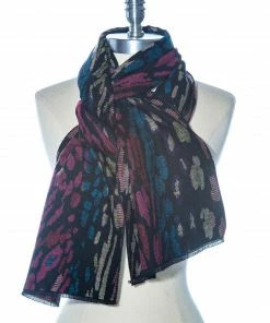 Rapti Fashion Cashmere Rectangular Scarf, Black Multi Zebra Rapti Fashion