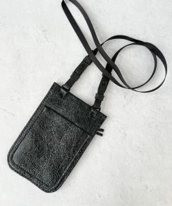 Riel Cell Phone Sling Crossbody Bag, Metallic Cracked Leather