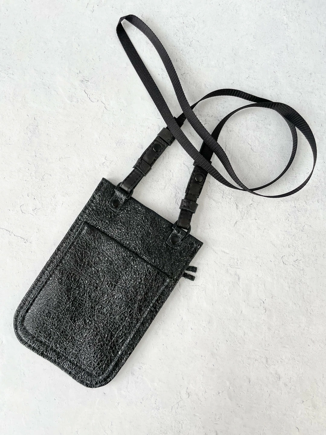 Riel Cell Phone Sling Crossbody Bag, Metallic Cracked Leather