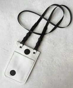 Riel Cell Phone Sling Crossbody Bag, White/Black Dots 8 Riel Cell Phone Sling Crossbody Bag, White/Black Dots