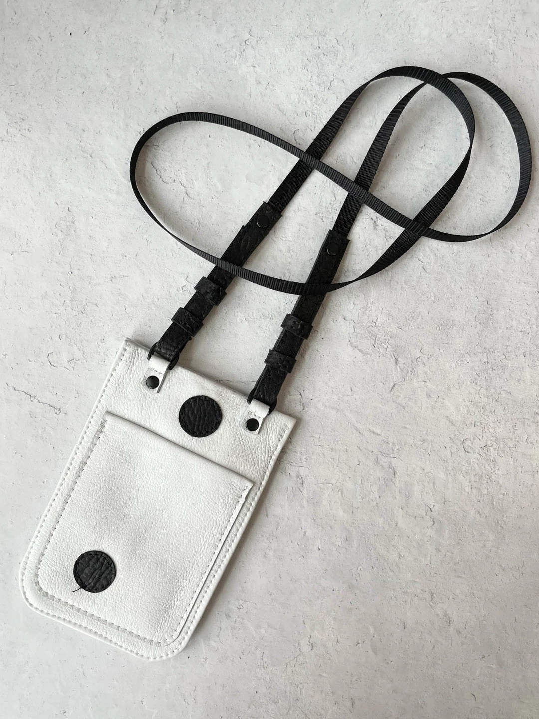 Riel Cell Phone Sling Crossbody Bag, White/Black Dots 5 Riel Cell Phone Sling Crossbody Bag, White/Black Dots