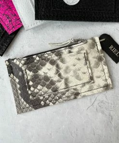 Riel Coin Pouch Card Holder, Beige Snake