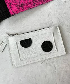 Riel Coin Pouch Card Holder, White/Black Dots Riel