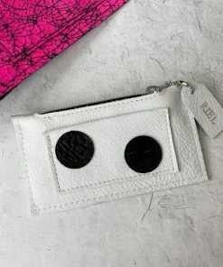 Riel Coin Pouch Card Holder, White/Black Dots Riel