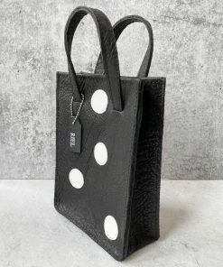 Riel Riel Rectangle Mini Tote Bag, Black/White Dots 11 Riel Riel Rectangle Mini Tote Bag, Black/White Dots