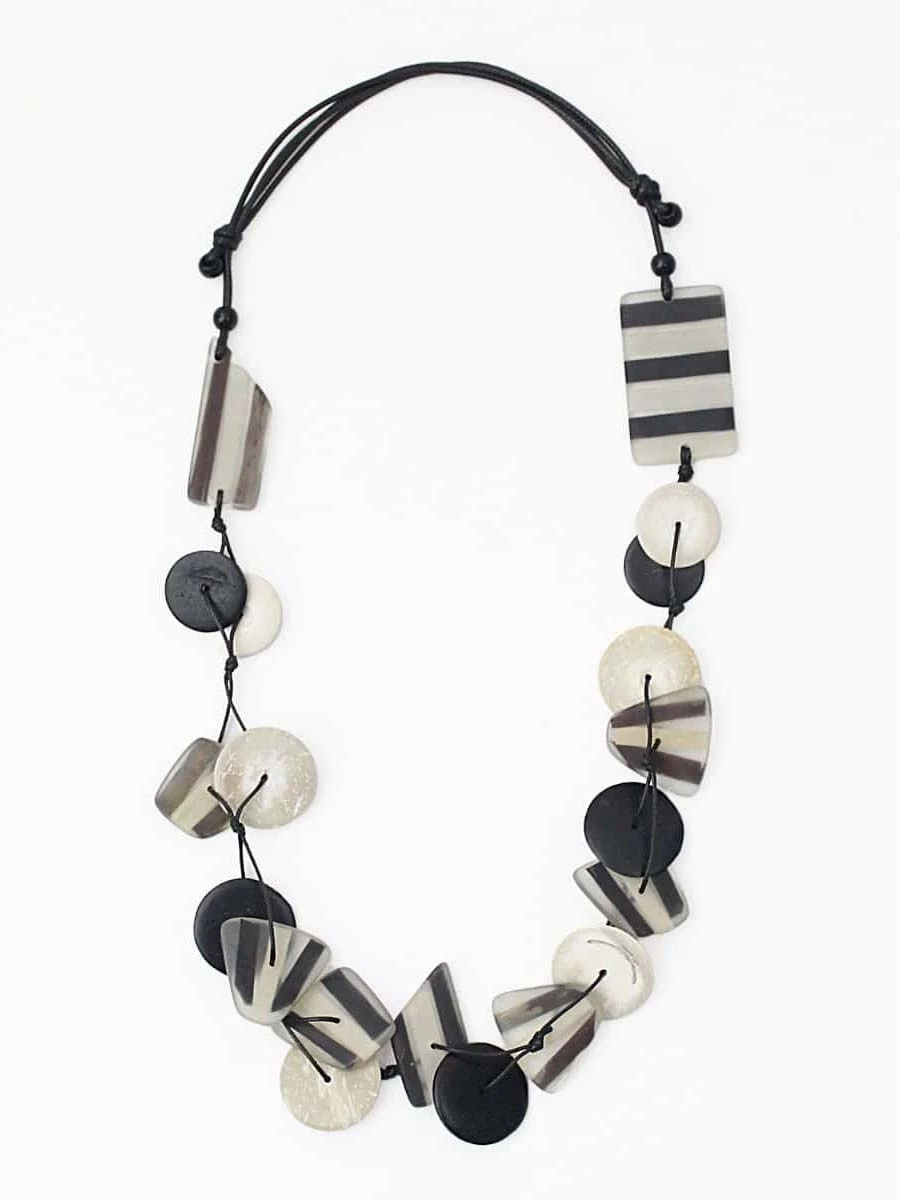 Sylca Designs Arielle Frosted Statement Necklace, Black/White Sylca Designs