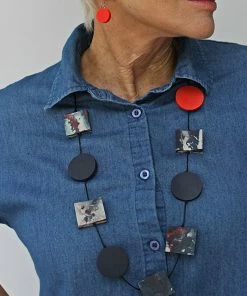 Sylca Designs Sylca Designs Chloe Necklace, Red/Navy