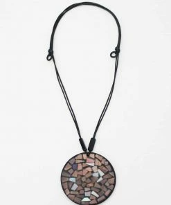 Sylca Designs Iridescent Mosaic Pendant Necklace, Black