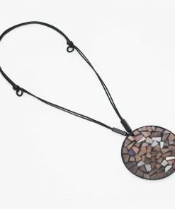 Sylca Designs Iridescent Mosaic Pendant Necklace, Black