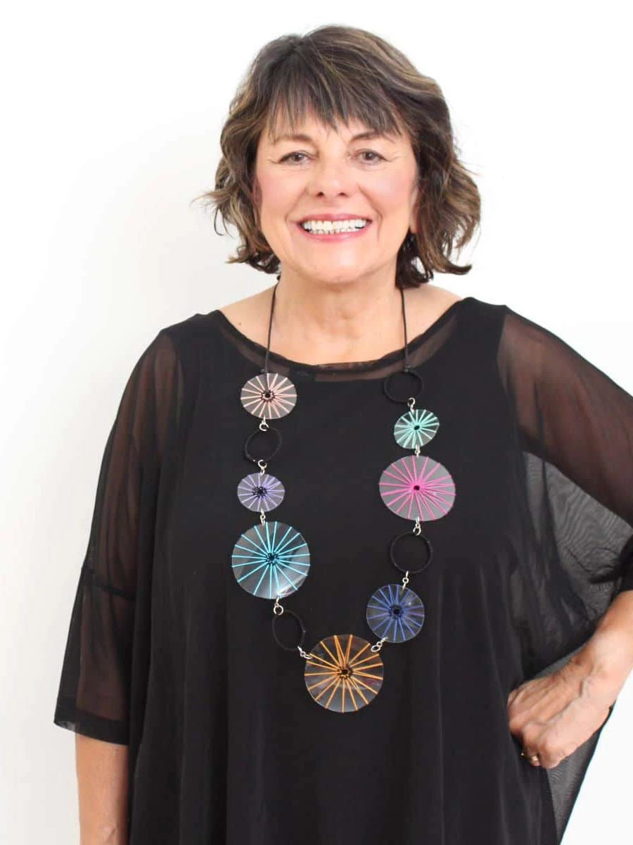 Sylca Designs Lindsey Rubber Disk Necklace, Multi