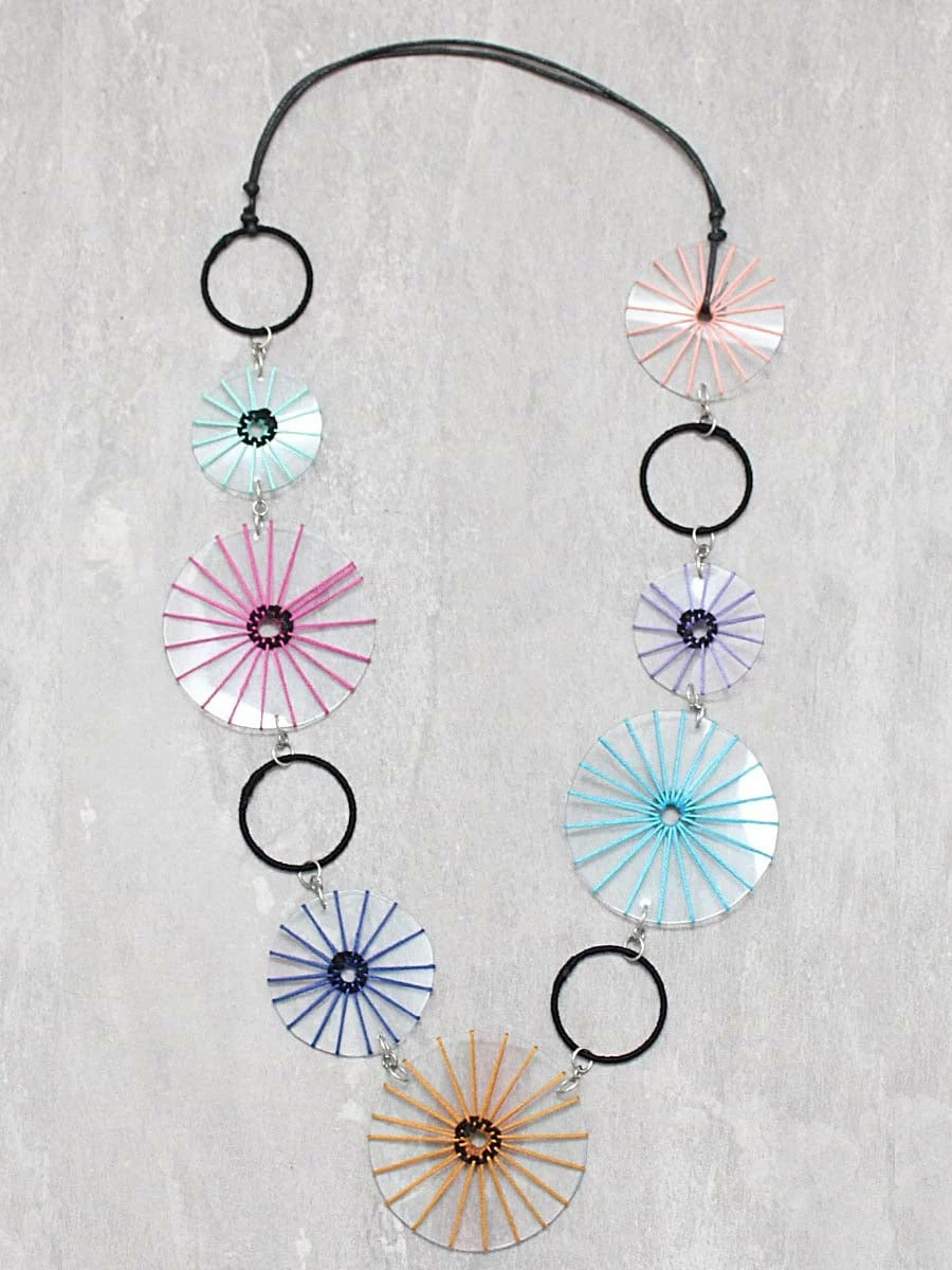 Sylca Designs Lindsey Rubber Disk Necklace, Multi