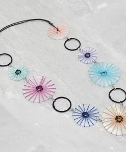 Sylca Designs Lindsey Rubber Disk Necklace, Multi