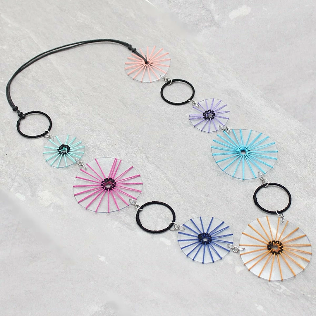 Sylca Designs Lindsey Rubber Disk Necklace, Multi