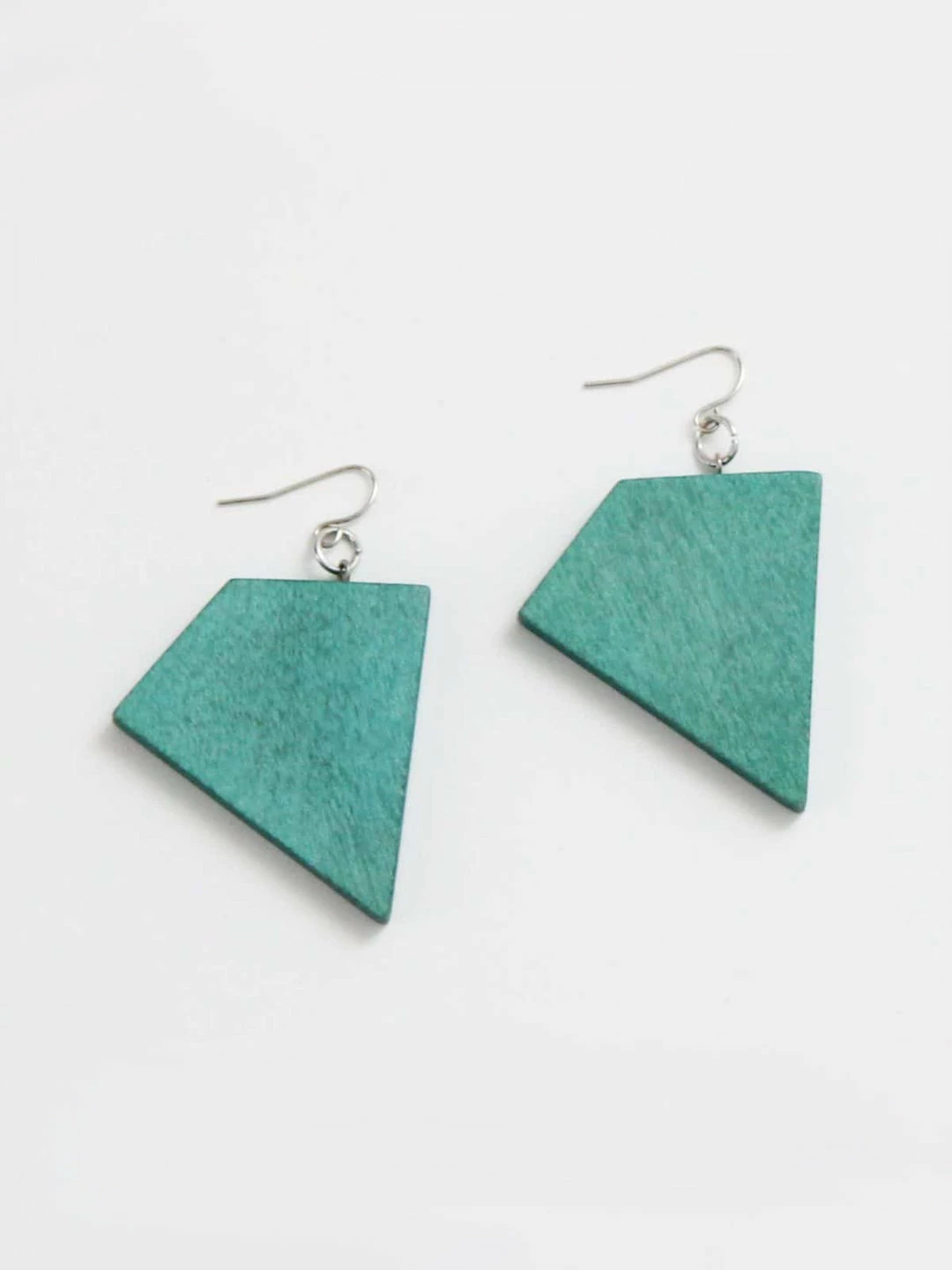 Sylca Designs Geometric Wooden Earrings, Aqua 3 Sylca Designs Geometric Wooden Earrings, Aqua