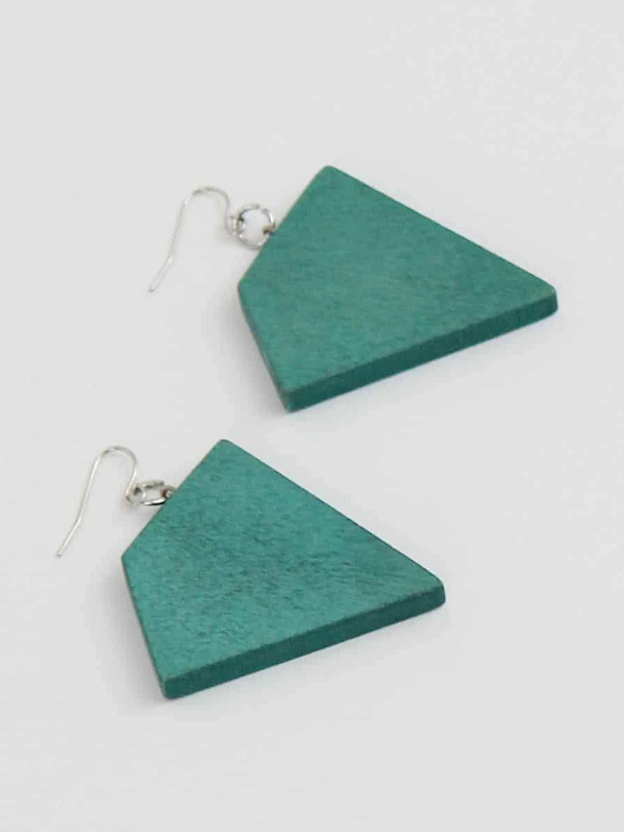 Sylca Designs Geometric Wooden Earrings, Aqua 4 Sylca Designs Geometric Wooden Earrings, Aqua