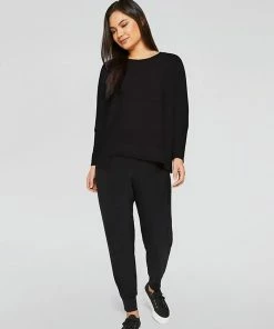 Sympli Sympli Motion Trim Boxy Top, Long Sleeve, Black