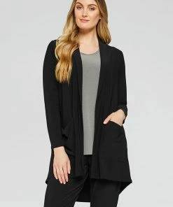 Sympli Sympli Shawl Collar Pocket Cardigan, Black