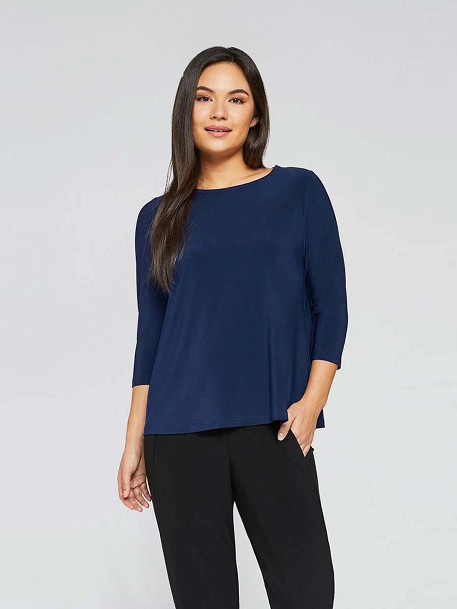 Sympli Trapeze Top, 3/4 Sleeve, Denim 3 Sympli Trapeze Top, 3/4 Sleeve, Denim