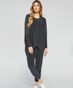 Sympli Zest Boxy Tunic, Long Sleeve, Graphite Sympli