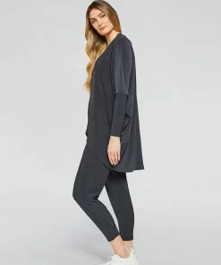 Sympli Zest Boxy Tunic, Long Sleeve, Graphite Sympli