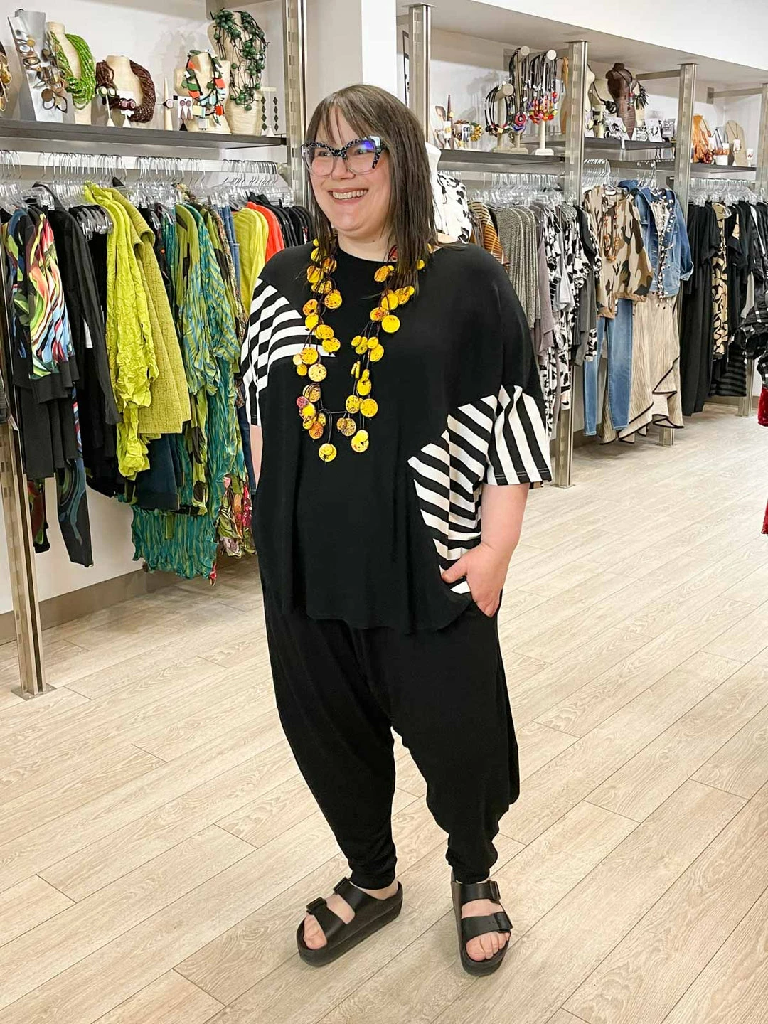 Trine Kryger Simonsen Trine Kryger Simonsen Vika Striped Panel Top, Black