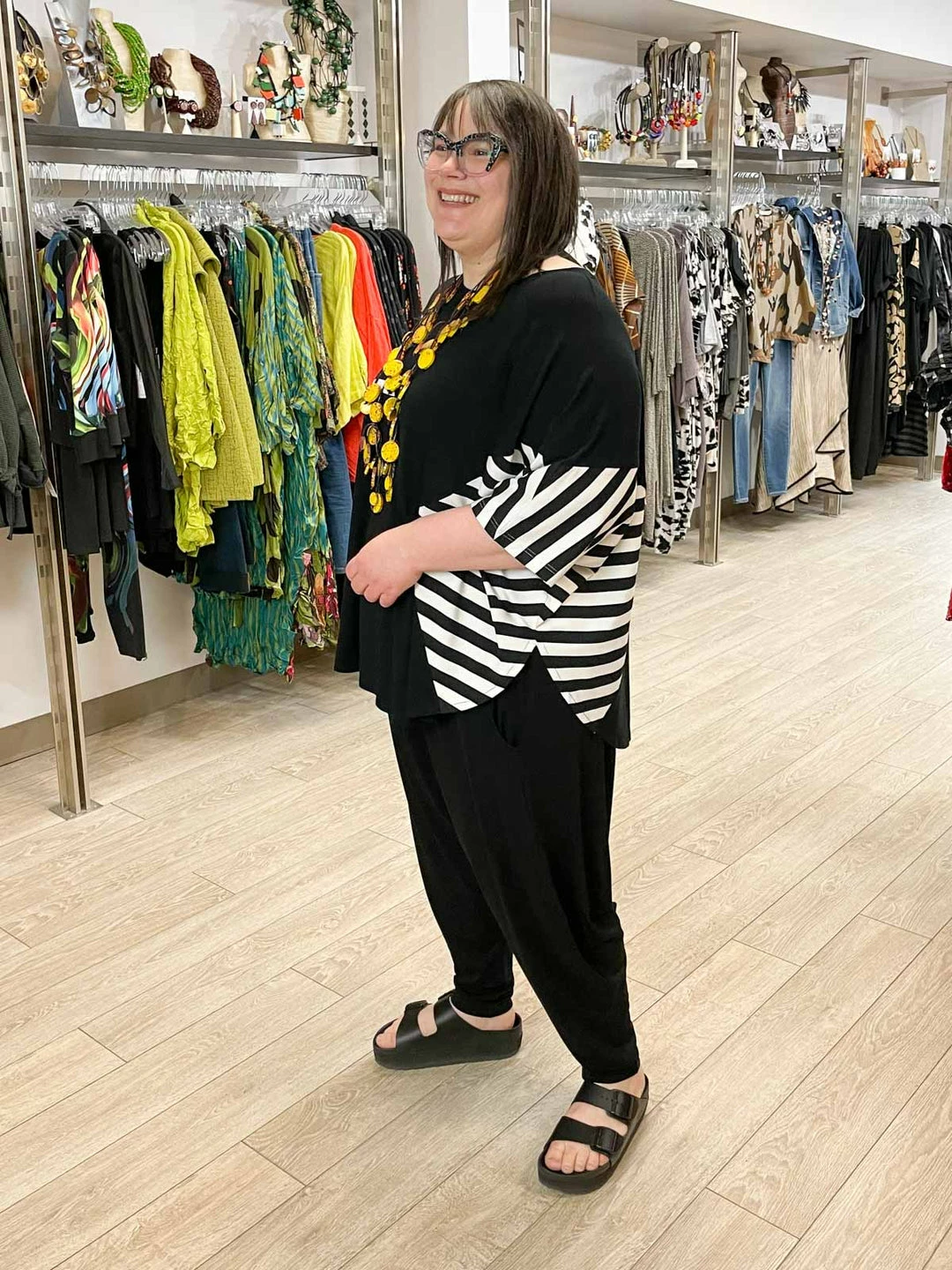 Trine Kryger Simonsen Trine Kryger Simonsen Vika Striped Panel Top, Black