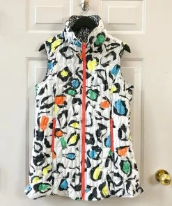 UBU Clothing Co Quilted Zip Front Reversible Vest, Seeing Spots/Small Leopard