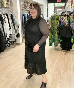 Vanite Couture Floral Embroidered Dress, Black Vanité Couture