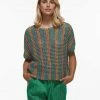 Zaket & Plover Melange Open Knit Sweater, Green Combo Tops