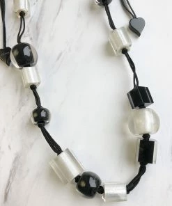 Zsiska Zsiska Colorful Cubes Mix Bead Long Adjustable Necklace, Silver/Black